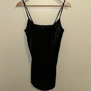 FOREVER 21 Black Crushed Velvet Strappy Cami Mini Dress Size M